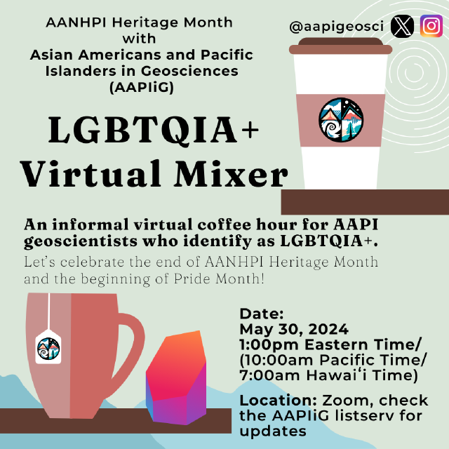 Image showing information for May 2024 LGBTQIA+ mixer.